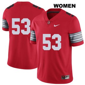 Women's NCAA Ohio State Buckeyes Davon Hamilton #53 College Stitched 2018 Spring Game No Name Authentic Nike Red Football Jersey QG20C62WN